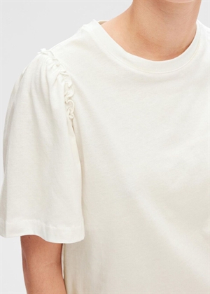 Penelope 2/4 ruffle tee Snow White Selected Femme 